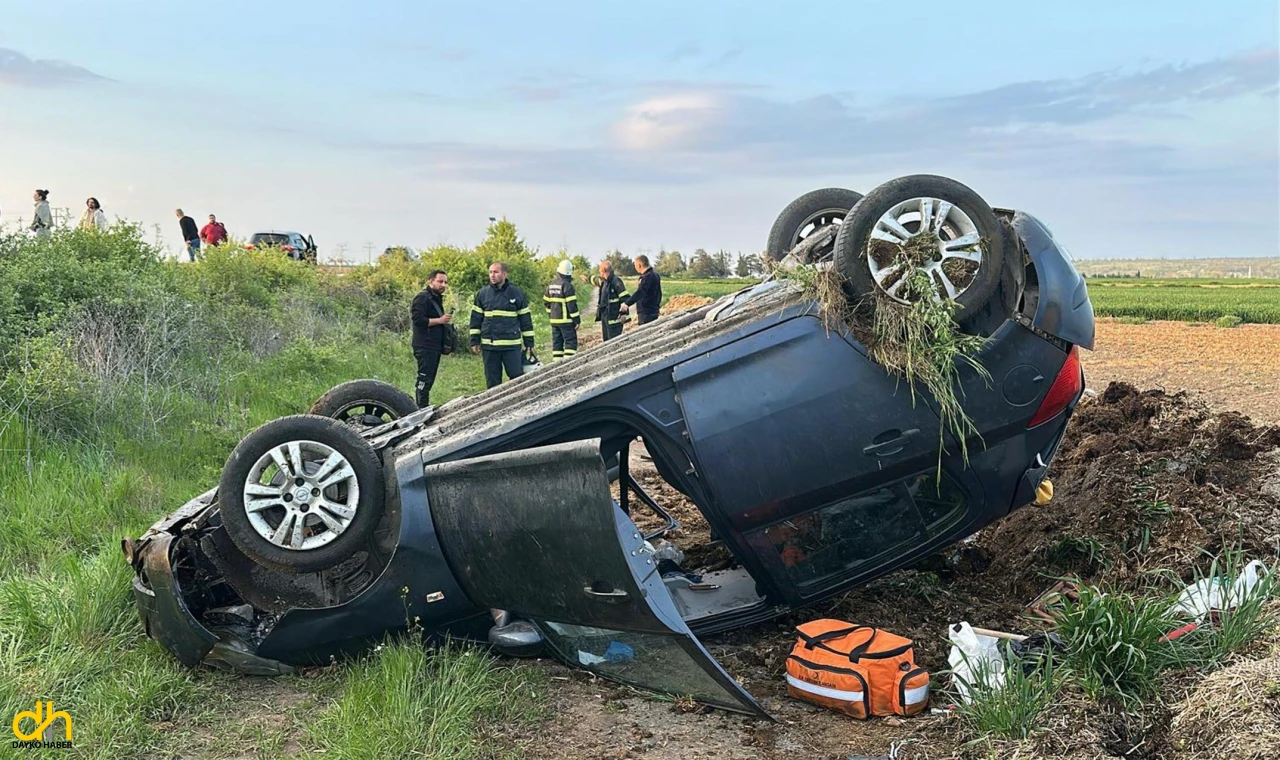 Tarlaya Uçan Otomobilin Sürücüsü Ağır Yaralandı