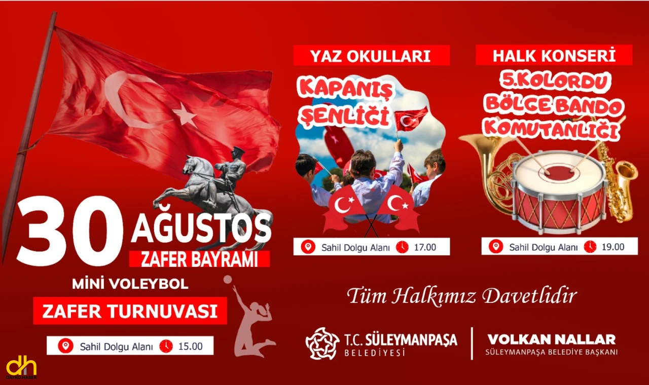 Zafer Bayramı, Süleymanpaşa'da coşkuyla kutlanacak