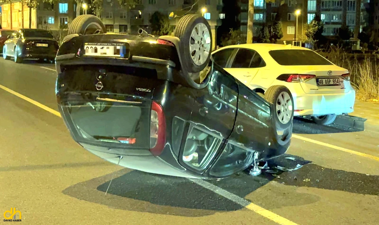 Takla atan otomobilden yara almadan çıktı
