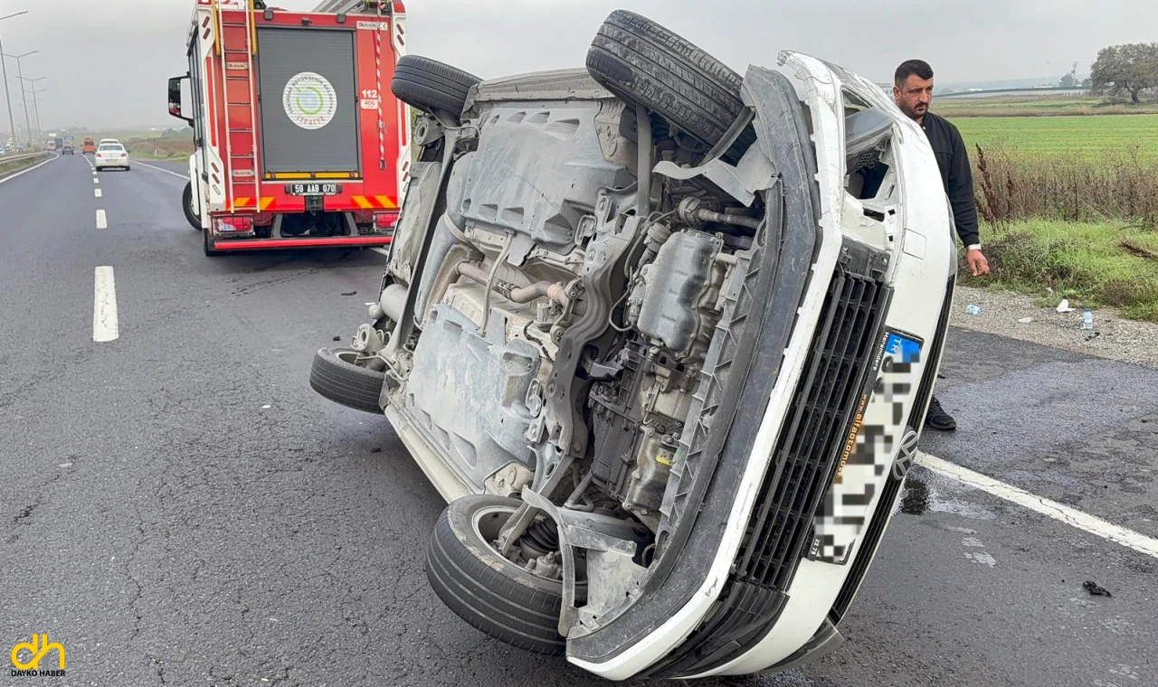 Kontrolden çıkan otomobil takla attı