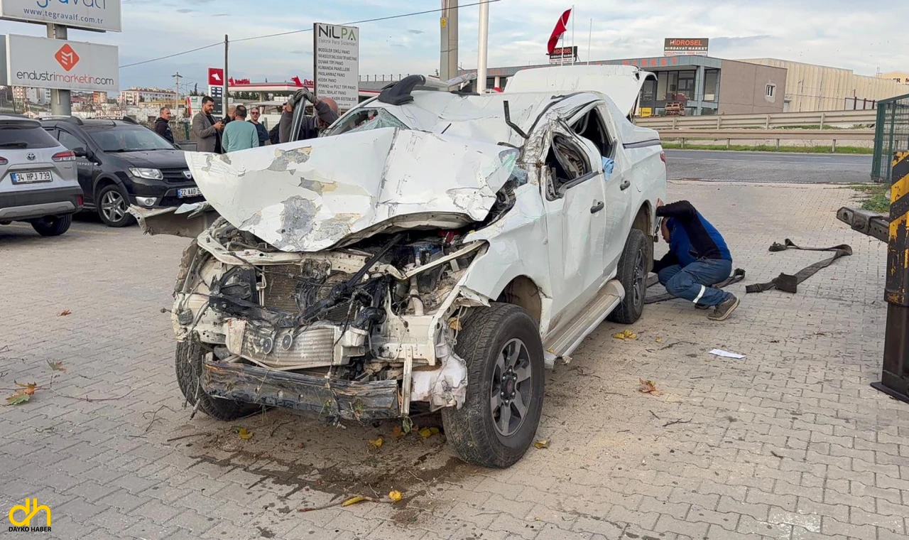 Takla atan kamyonette çift yaralandı