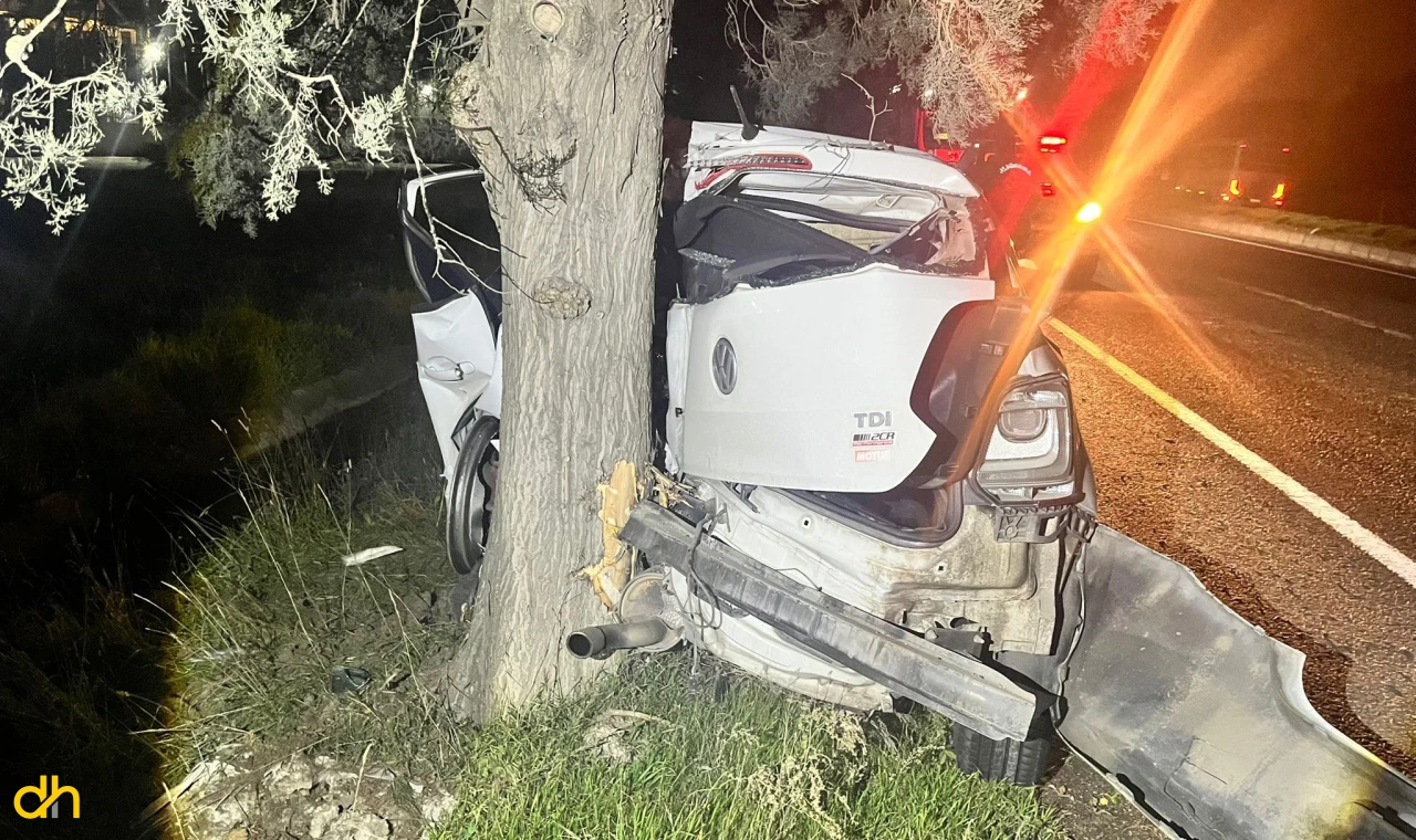 Kontrolden çıkan otomobil ağaca çarptı 1 kişi yaralandı