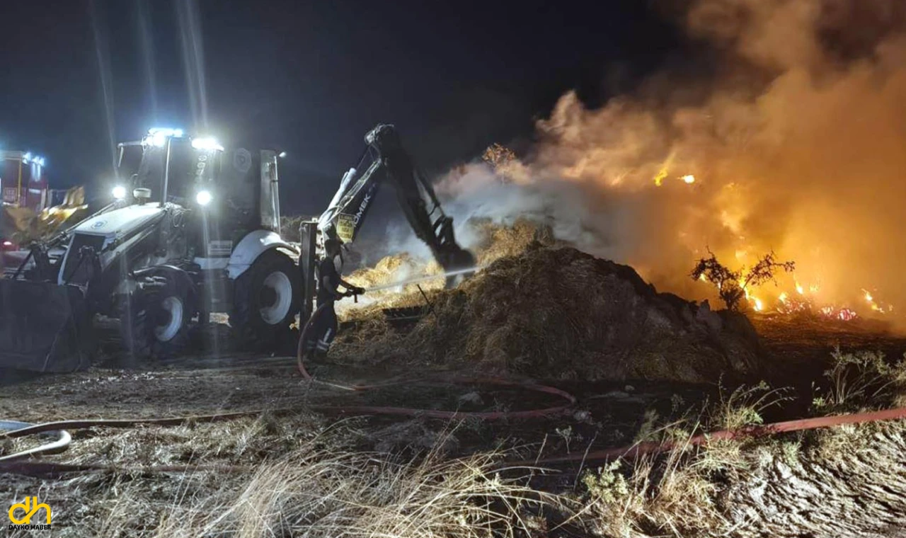 5 bin saman balyası kül oldu