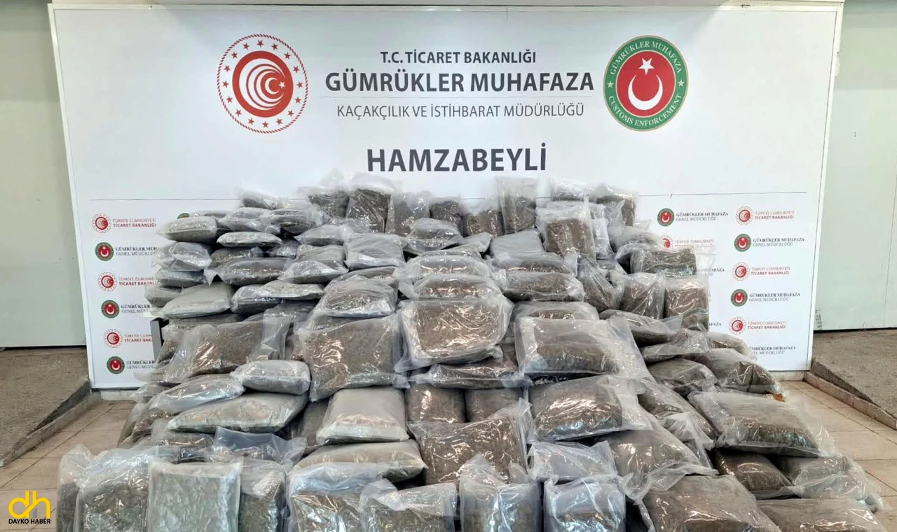 Hamzabeyli Sınır Kapısı’nda yüzlerce kilo esrar ele geçirildi