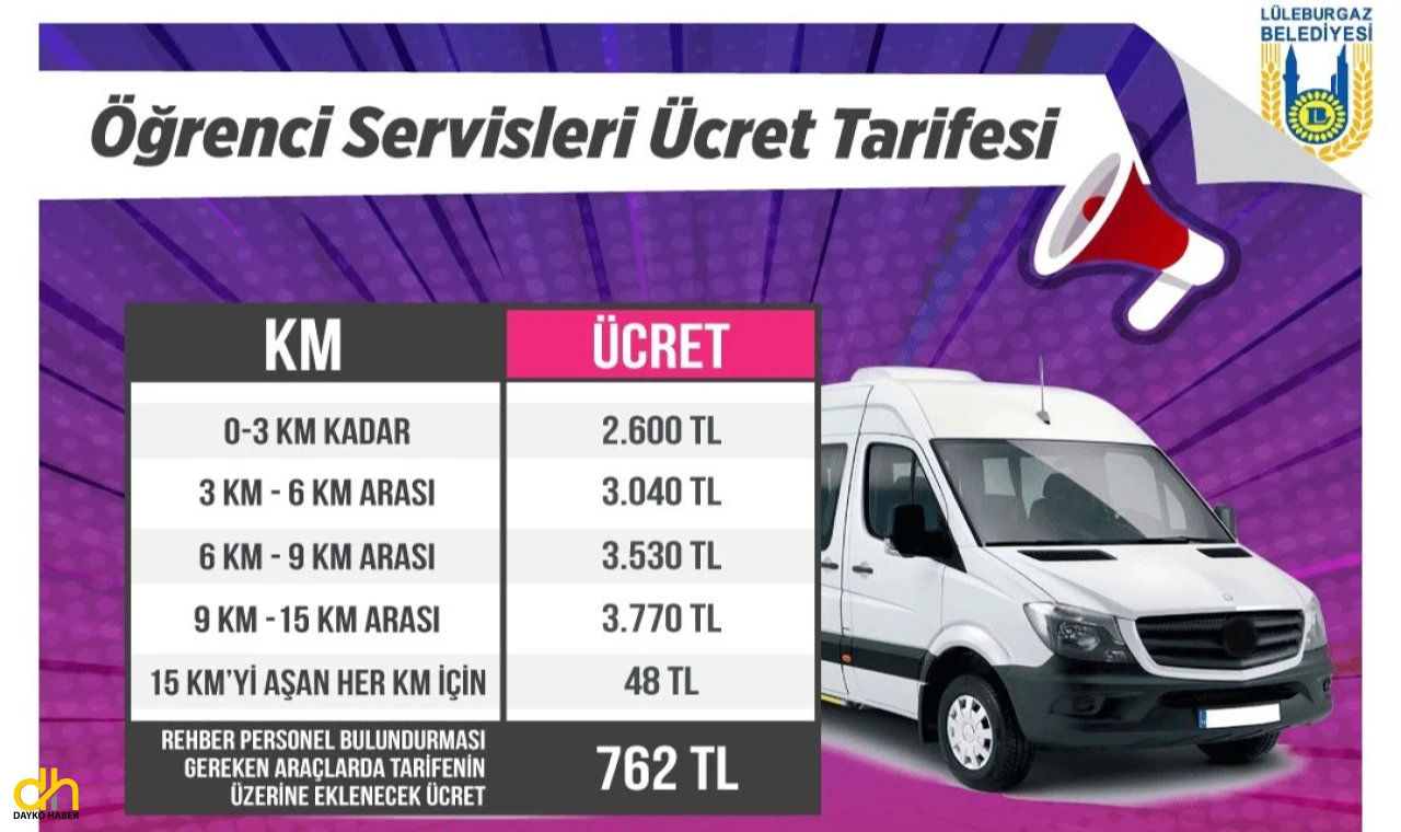 Öğrenci servisleri ücret tarifesi belirlendi