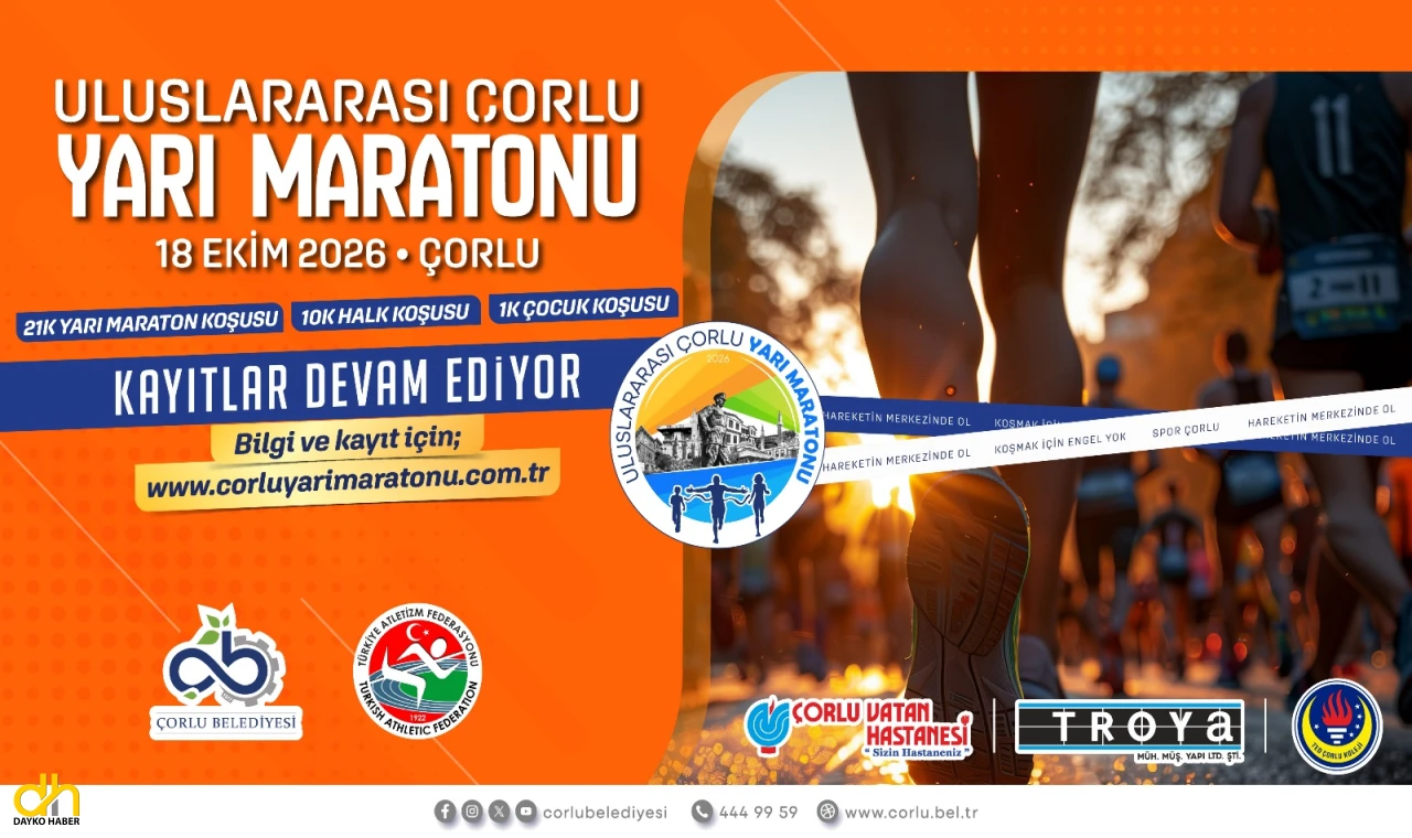 Uluslararası Çorlu Yarı Maratonu İçin Kayıtlar Devam Ediyor