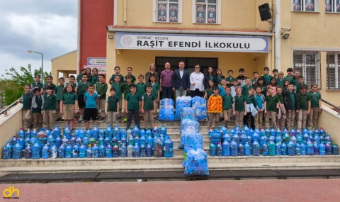 Edirne’de ilkokul öğrencileri 10 bin mavi kapak topladı