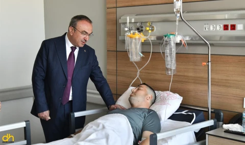 Vali Soytürk, cipin çarptığı polis memurunu ziyaret etti