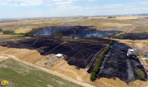 Barakada çıkan yangında 10 dönüm buğday tarlası zarar gördü