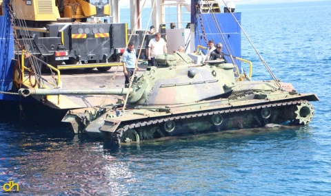 Çorlu’dan götürülen tank, Saros Körfezi'nde batırıldı
