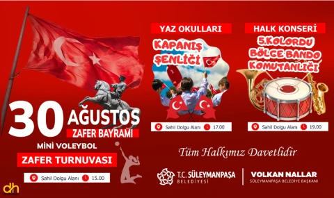 Zafer Bayramı, Süleymanpaşa'da coşkuyla kutlanacak