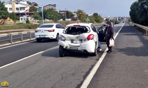 Kamyonet, kediyi ezmemek için duran otomobile çarptı