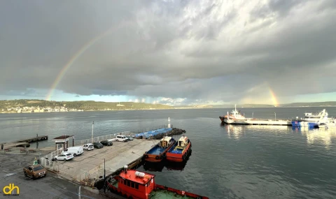 Çanakkale Boğazı gökkuşağı ile renklendi
