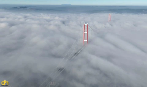 1915 Çanakkale Köprüsü siste kayboldu