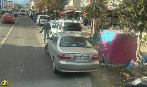 Konteyner önündeki araçlara cezai işlem uygulanıyor