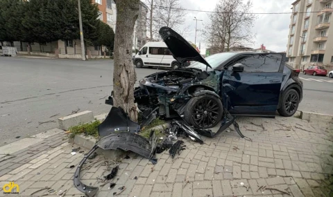 Kontrolden çıkan otomobil, yol kenarındaki ağaca çarptı