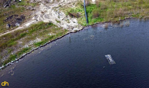 Gölete yüzer terfi istasyonu kuruldu