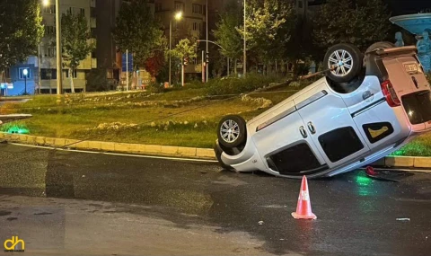 Araçla takla attı, yanındaki yaralıyı bırakıp kaçtı