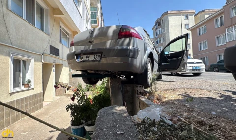 El frenini çekmedi, istinat duvarına çıktı