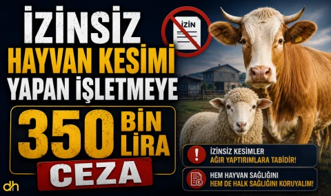 İzinsiz hayvan kesimi yapan işletmeye 350 bin lira ceza