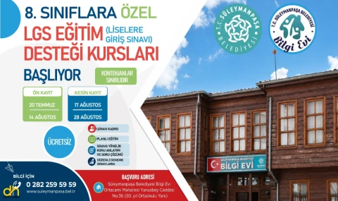 Süleymanpaşa Belediyesi Bilgi Evi Kayıtları başlıyor