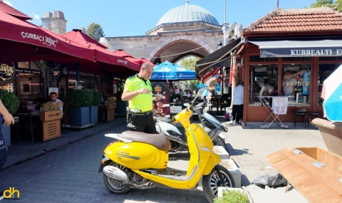 Emniyet ve zabıtadan yaya bölgesine giren motosikletlere denetim