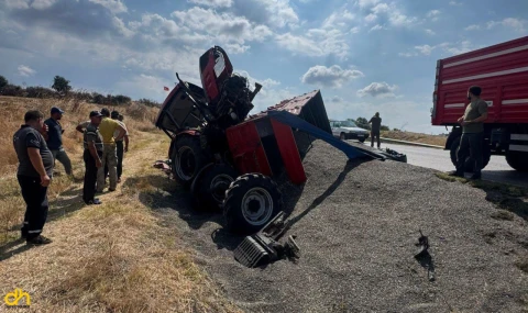 Traktör devrildi; 1’i ağır, 2 kişi yaralandı