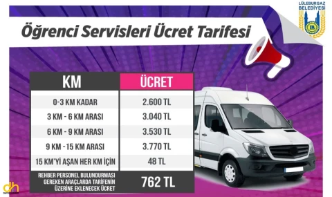Öğrenci servisleri ücret tarifesi belirlendi